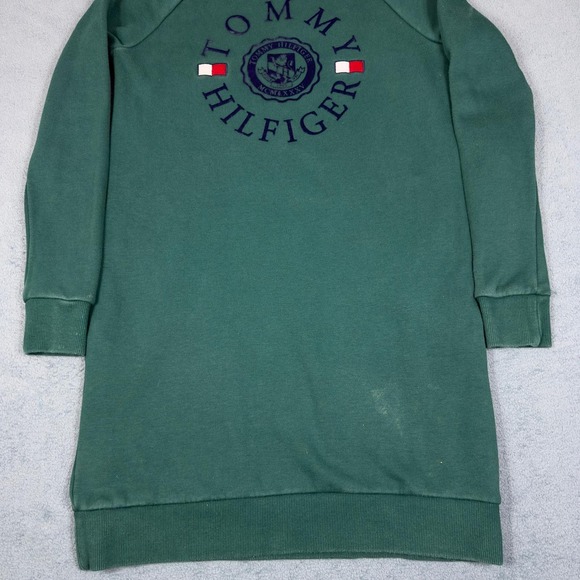 Tommy Hilfiger Vintage Y2K Sweatshirt Dress‎ Long Sleeve Green Women's size XXS - Picture 4 of 9